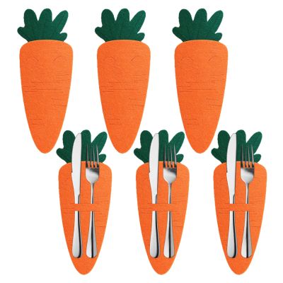 Hugsweet Party Utensil Holder - 6-Piece Felt Carrot Organizer