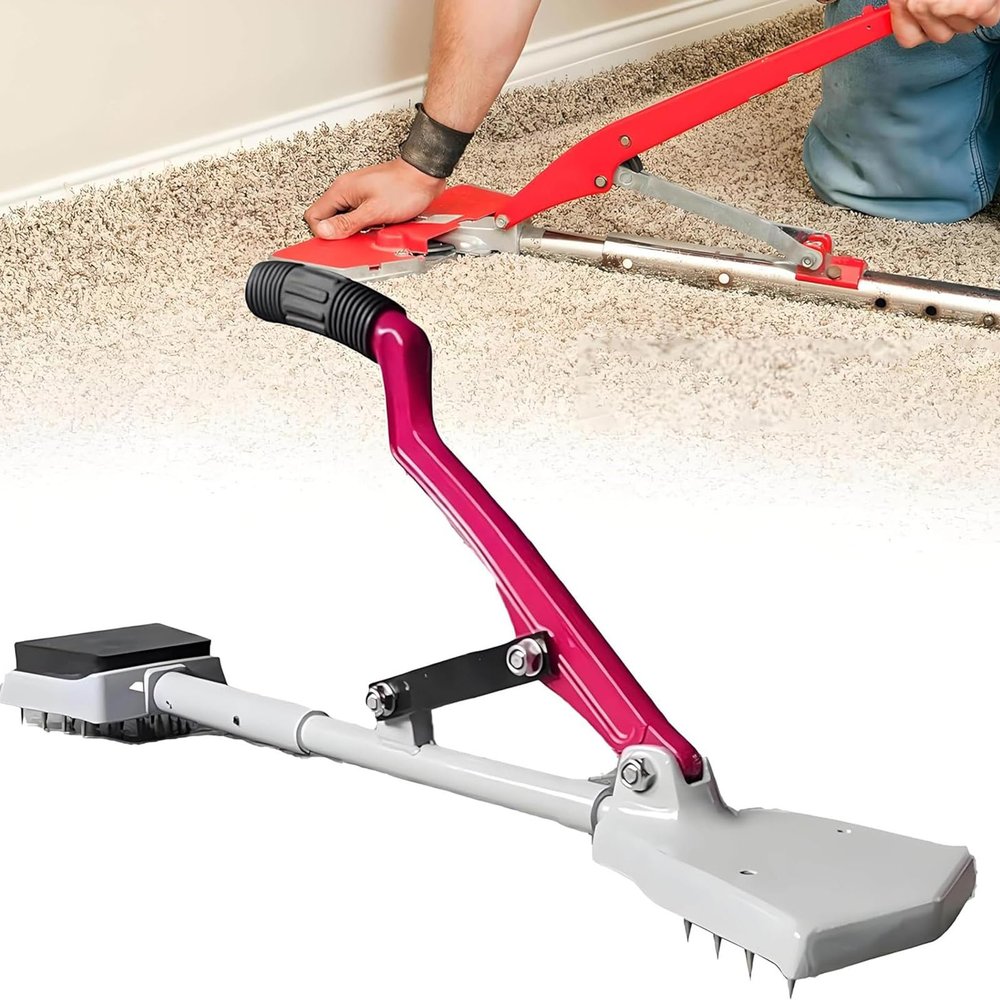 Carpet Stretcher Tool with Soft Rubber Handle and Grippers, Manually Adjustable