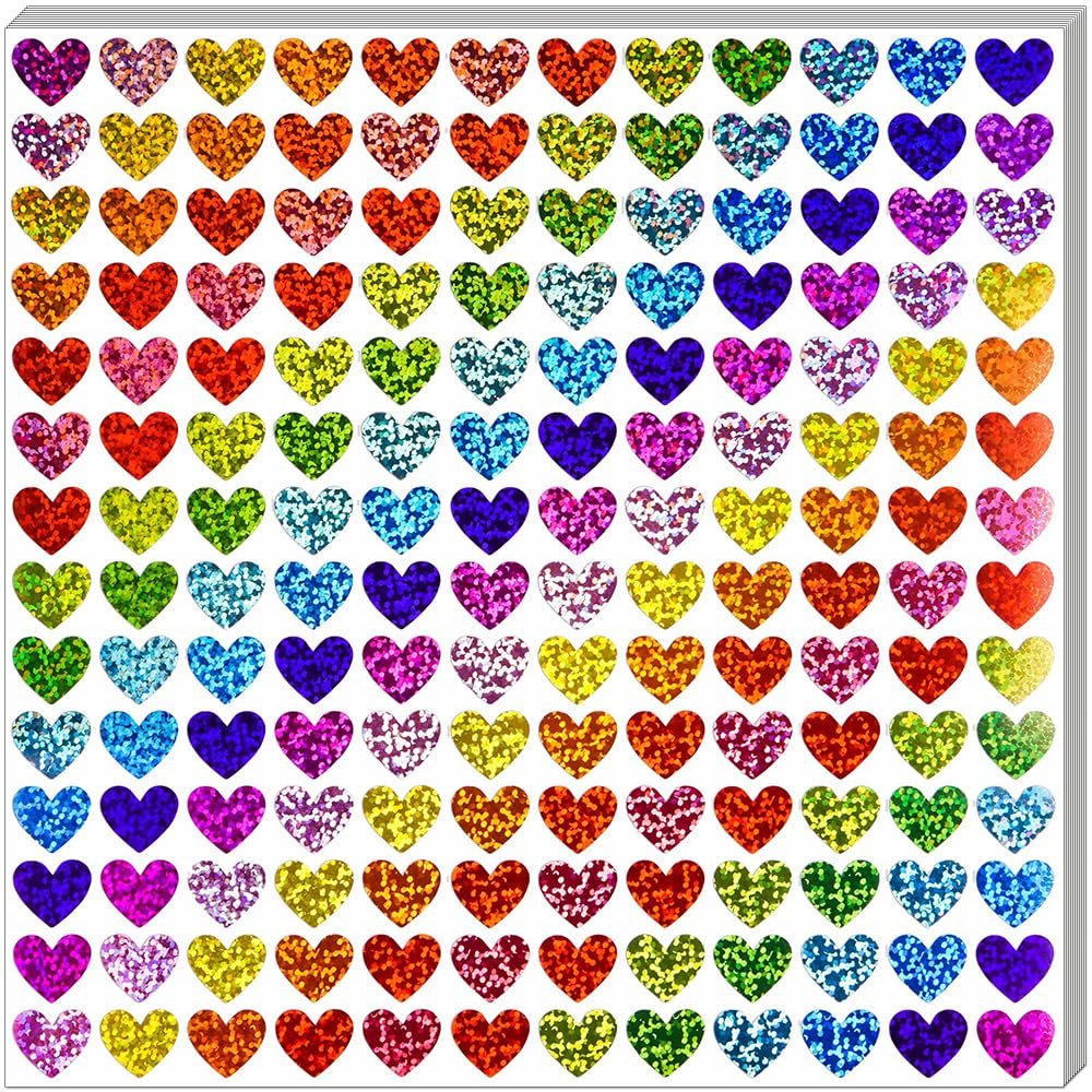 840 Pcs Holographic Glitter Heart Stickers