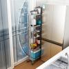 Extra-Tall 5-Tier Stainless Steel Kitchen Cart with Wheels, 26 x 50 x 147 cm view 2