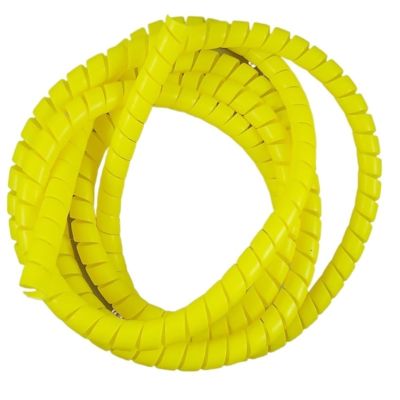 Thalawirefix 2 m Spiral Wrap, 8–16 mm, Flame-Retardant Flexible PVC Cable Protection Sleeve, Yellow, 14 mm ID
