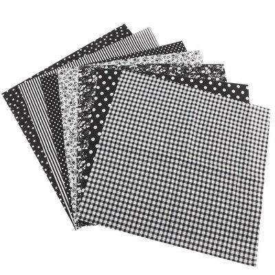 Phefop 7-Piece Fabric Patchwork Squares, 50 x 50 cm, Floral Pattern, Pre-Cut Quilt Fabric, Black Series
