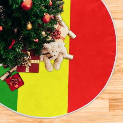 Fabric Christmas Tree Skirt, Funny Christmas Collar for Winter Holidays, Parties, Indoor and Outdoor Use, Guinea National Flag, 119.9 x 119.9 cm