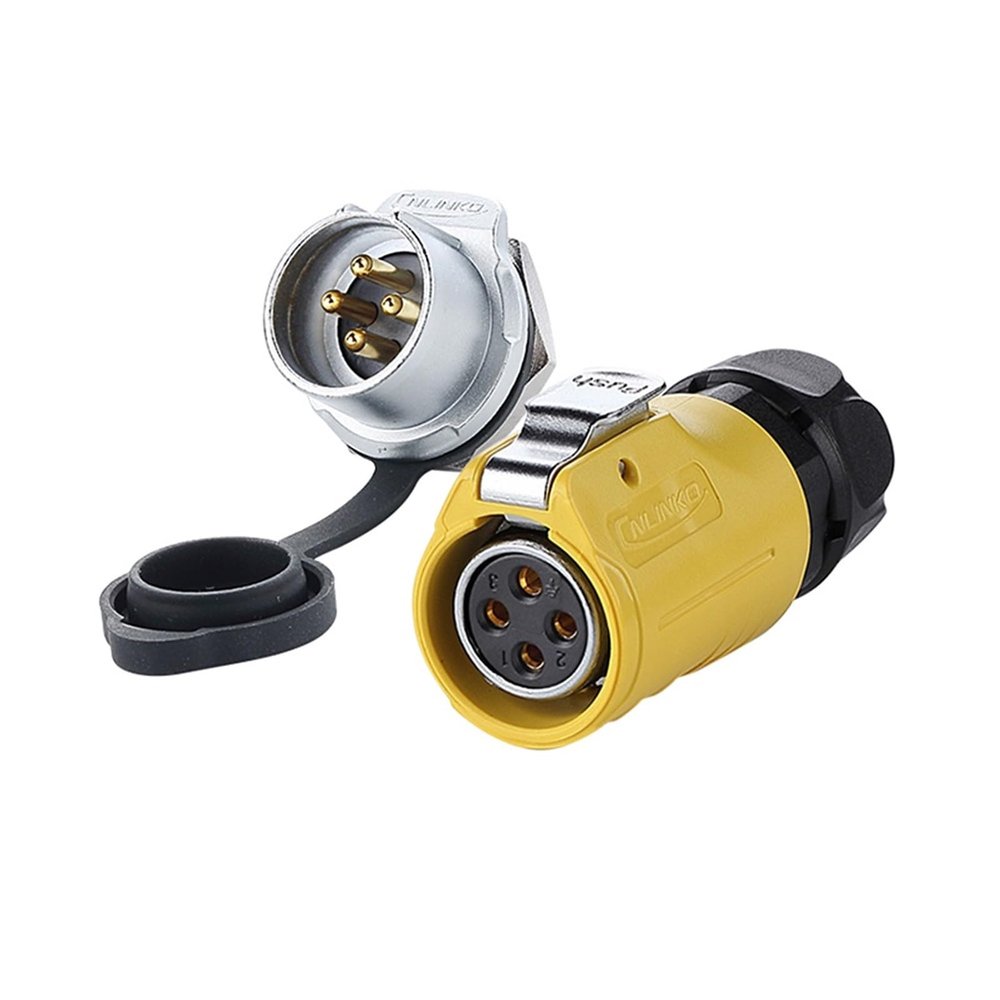 1-Piece LP20 Quick-Connect Waterproof Cable Connector, IP68, Industrial Connector for Outdoor Equipment and Machine Lighting, 4-Pin