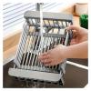 1-Piece Expandable Stainless Steel Sink Drain Basket, Foldable Dish-Drying Rack with Drainage Filter Grid, Gray-L view 3