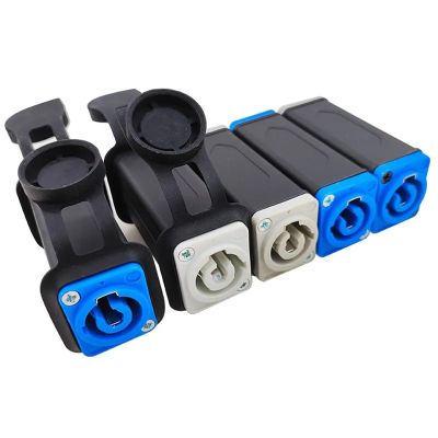 1-Piece LED PowerCON AC Coupler Adapter Extender Plug, Panel-Mount, Straight, Blue/White (Dark Gray)