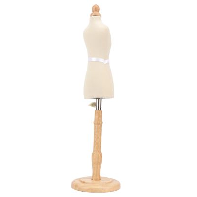 VBESTLIFE Wooden Dress Form, Mini Mannequin with Round Beech Wood Base for Pattern Display