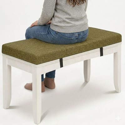 Custom Bench Cushion, 5 cm Thick Linen Seat Pad, Non-Slip, Removable Cover, Reddish Brown, 95 x 40 cm