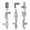 Pneumatic Air Hose Fittings, 304 Stainless Steel Push-to-Connect Fitting, PC Series, 4–12 mm, 1/8–1/2 BSPT (12-04, 12 mm–1/2, PL) view 2