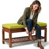 QOEUIUJ 2-Inch Thick Linen Bench Cushion, Yellow, 110 x 45 cm view 1