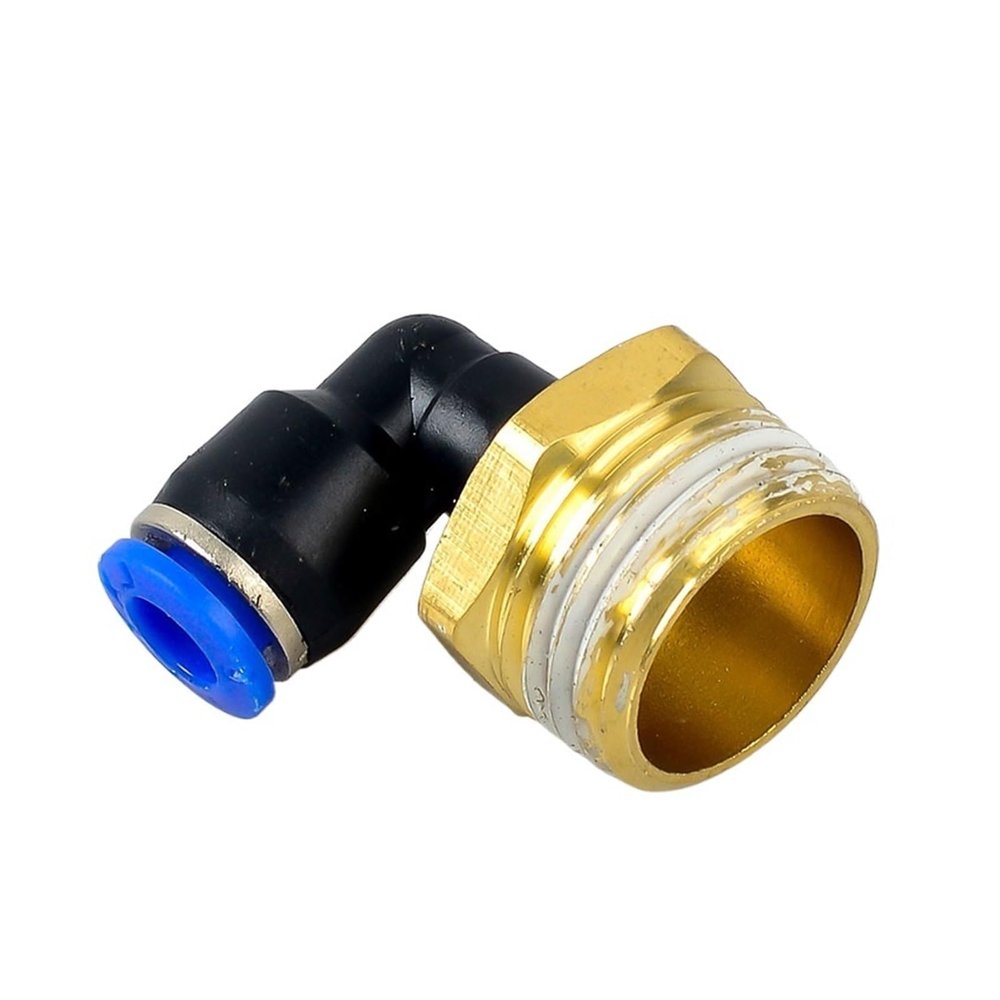 Pneumatic Air Hose Fittings, PL Elbow Connectors, 4–12 mm Hose OD, 1/8–1/2 in Male Threads, Push-to-Connect (PL8-04)