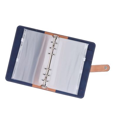 YUEHISY Small Labels, Cash Budget Binder, A6 Planner, Portable Size, PU Leather, 6-Hole, Waterproof (BLUE)