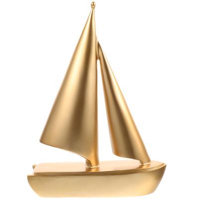 HEATSHAKING Resin Sailboat Model, Gold, Compact