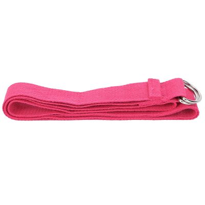 SYUULCOI Non-Elastic Fitness Stretch Band, Cotton Yoga Strap with D-Ring Closure (Rosy)