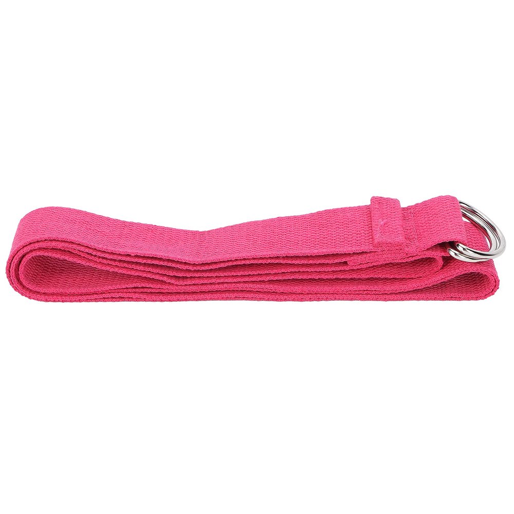 SYUULCOI Non-Elastic Fitness Stretch Band, Cotton Yoga Strap with D-Ring Closure (Rosy)