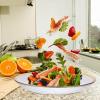 MOBUTOFU Flat Glass Plate with Gold Rim for Salads and Steak, White view 4
