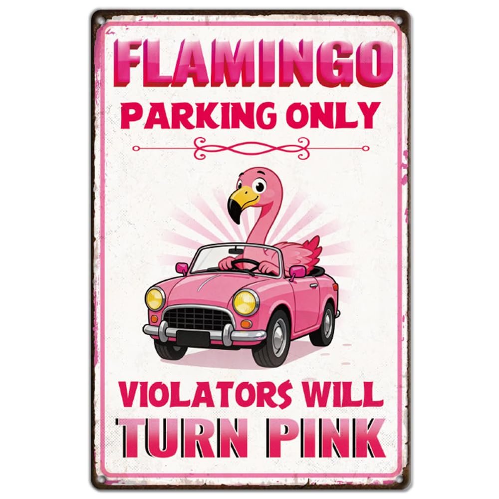 SUPERDANT Funny Flamingo Parking Sign