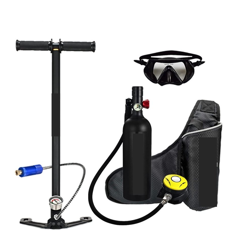 LLOOPK Diving Tank and Breathing Mask, Black Package D