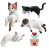 5-Piece Cute Cat Figurine Set with Flower Pot view 1