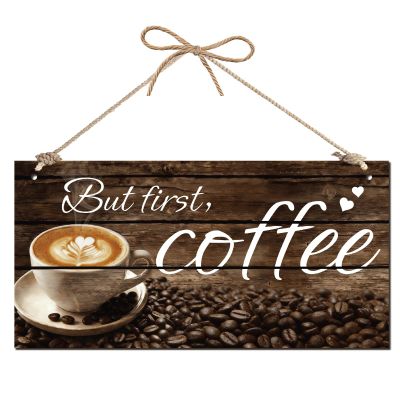 CREATCABIN But First Coffee Wooden Sign