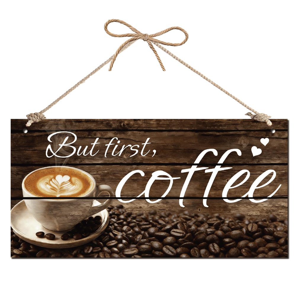 CREATCABIN But First Coffee Wooden Sign