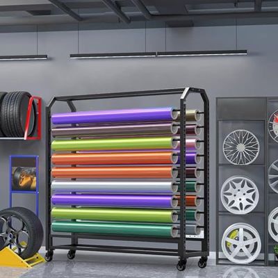 Adjustable Hanging-Rod Fabric Roll Storage Rack, 170 cm, with Wheels