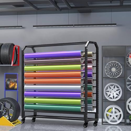 Adjustable Hanging-Rod Fabric Roll Storage Rack, 170 cm, with Wheels