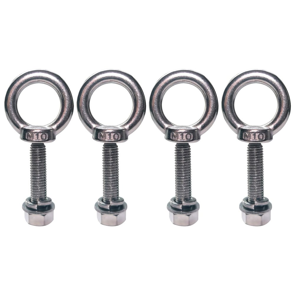 PONEZG M10 x 50 mm Eye Bolts, 4-Piece Set with Hex Nuts and Washers