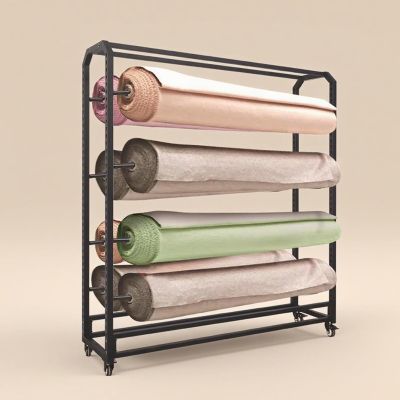 Adjustable Fabric Roll Storage Rack with Wheels