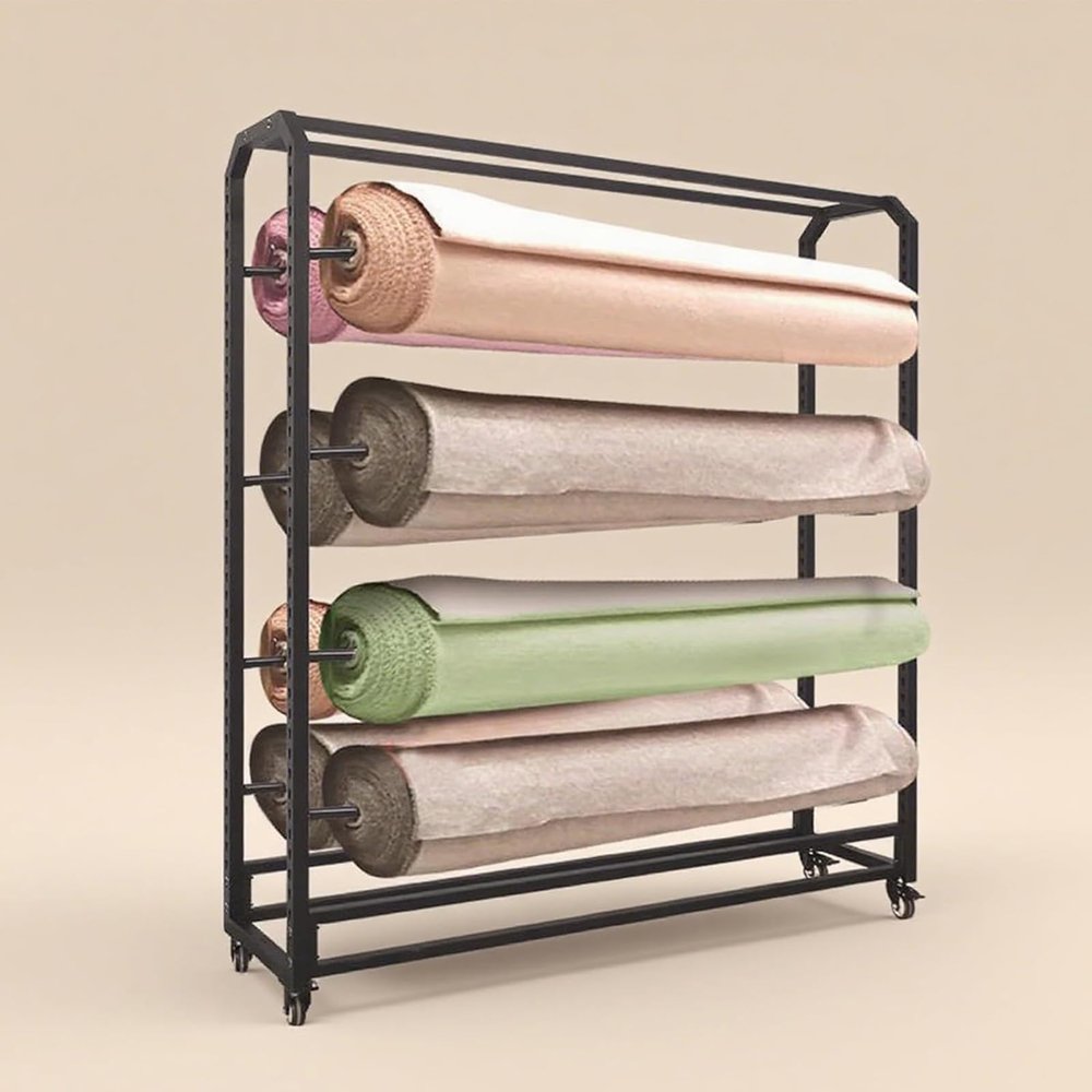 Adjustable Fabric Roll Storage Rack with Wheels