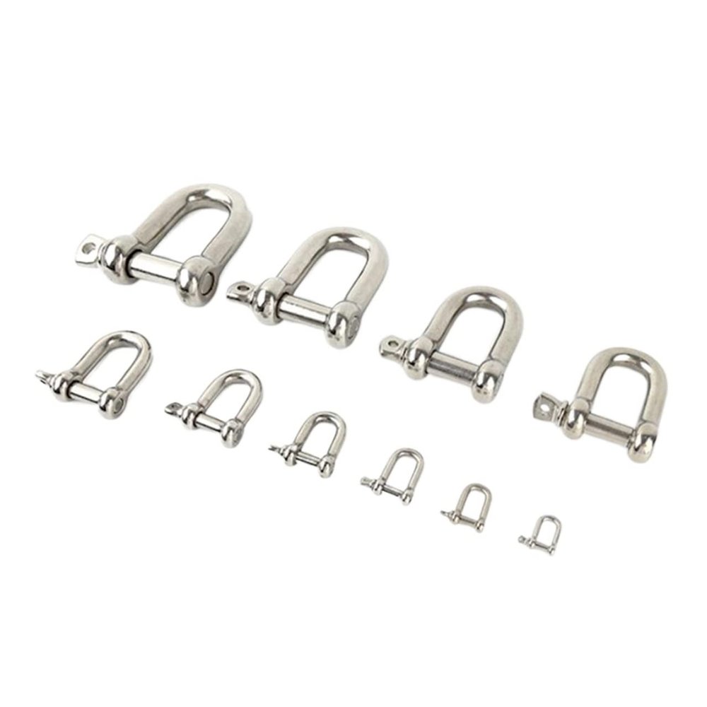 Stainless Steel Bow Shackles, 304 Stainless Steel D-Shackle Rigging Hooks, M4–M16, 20 Pieces, for Boat Rigging (1 M16 Piece)