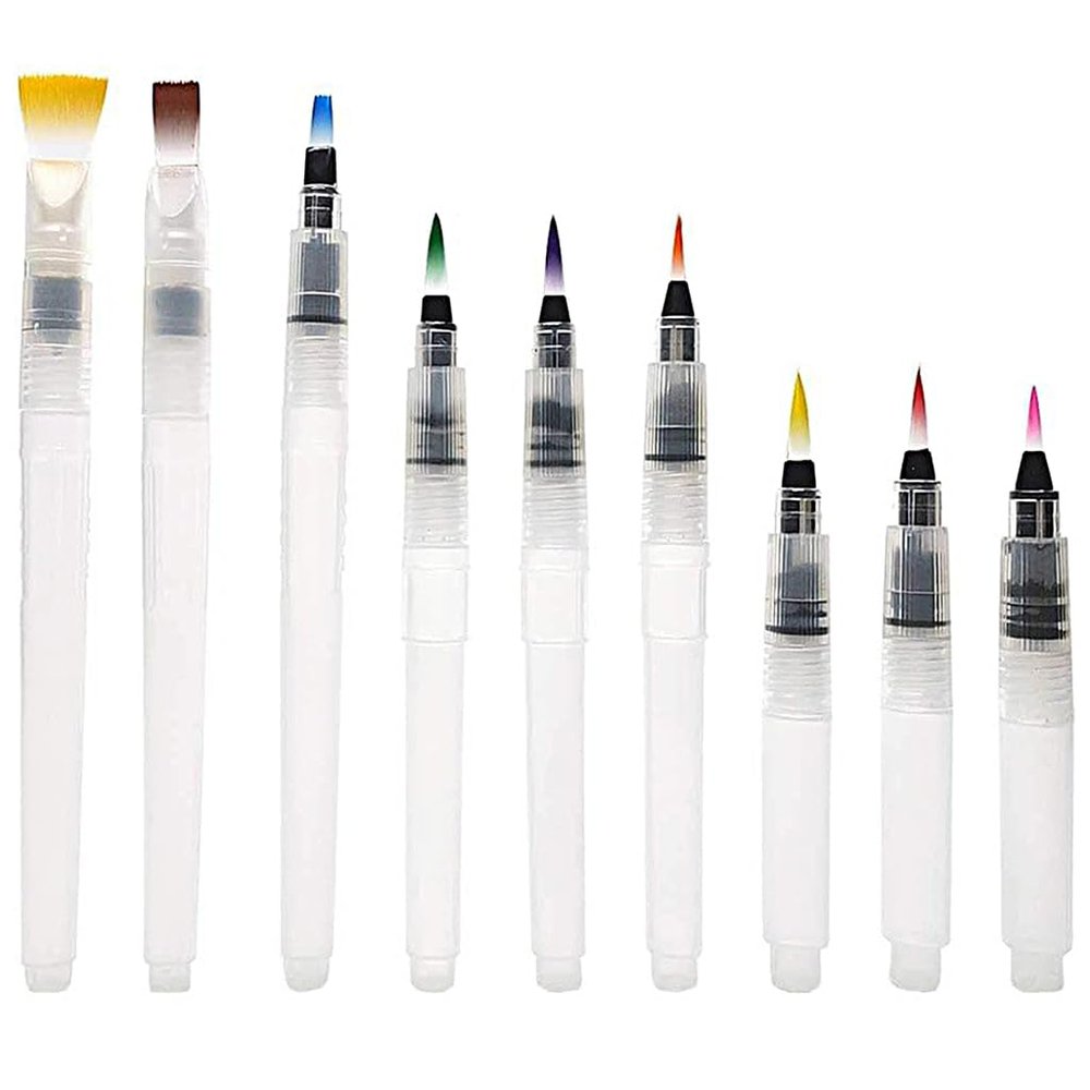 9 Pcs Water Brush Set for Watercolor Painting