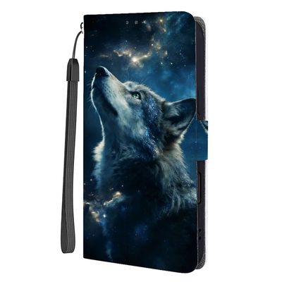 SEHEYA Case for iPhone 7 Plus/8 Plus, Premium PU Leather Wallet Case with Night Sky Wolf Design