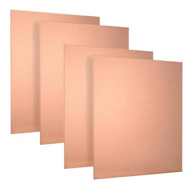 4-Pack Pure Copper Sheets, 50 x 50 mm, Multiple Sizes (0.15 x 15 x 15 mm)
