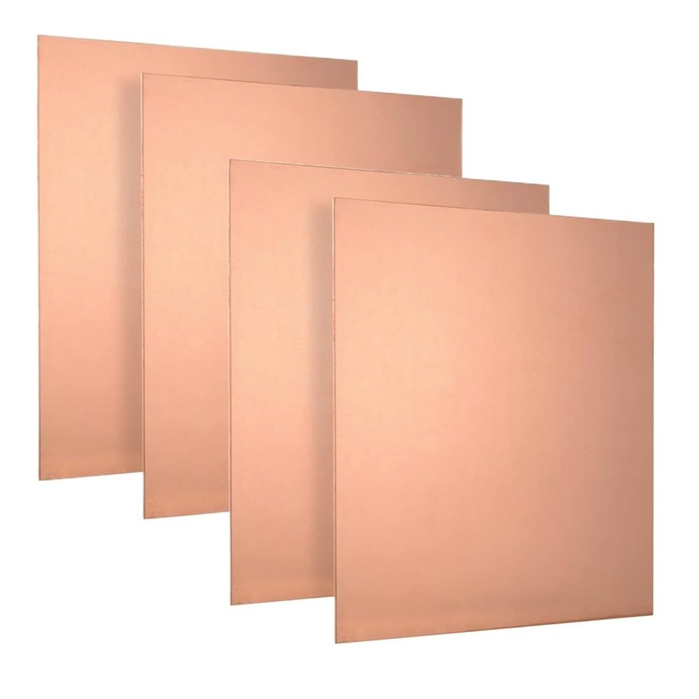 4-Pack Pure Copper Sheets, 50 x 50 mm, Multiple Sizes (0.15 x 15 x 15 mm)