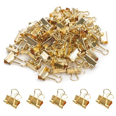 MAIJIAJU 100-Pack Reusable Gold Foldback Clips, 19 mm Metal