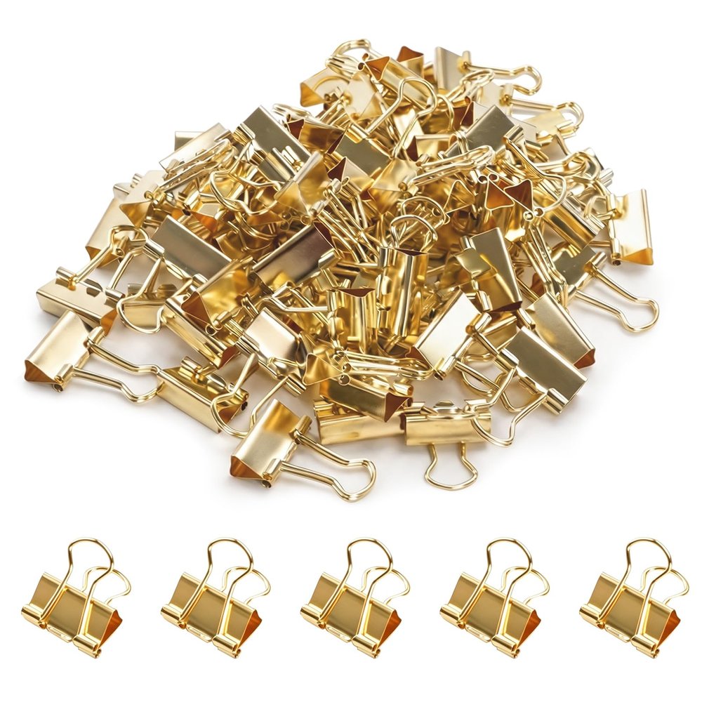 MAIJIAJU 100-Pack Reusable Gold Foldback Clips, 19 mm Metal