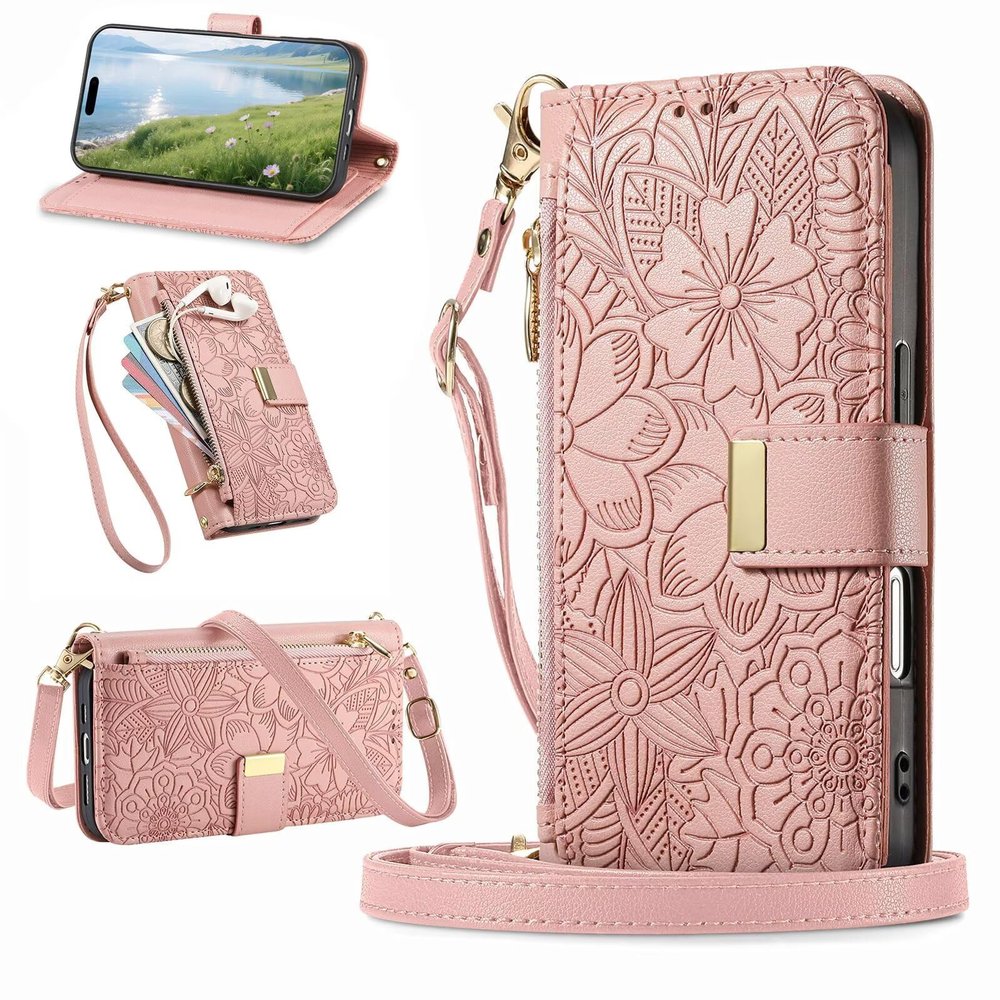 Belzsxy Wallet Case for iPhone 17, Pink