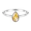 Meadows 925 Sterling Silver Ring with Golden Rutilated Quartz, Oval Gemstone Ring, Handmade Minimalist Jewelry, Gift for Women R-1919AN_57 (18.1) view 1