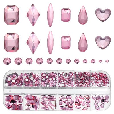 980 Pcs Pink Nail Art Rhinestones