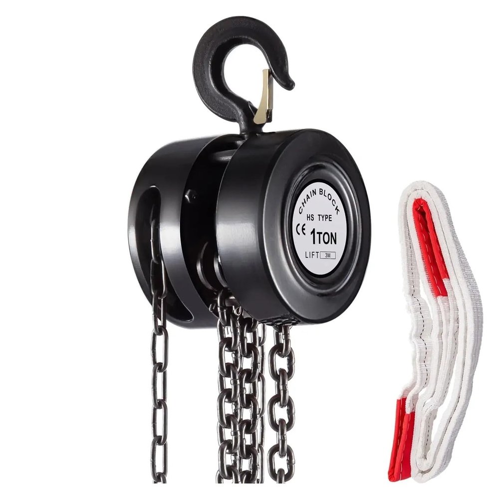 Manual Chain Hoist, 1 Ton, 3 m, Heavy-Duty Steel, Industrial Quality