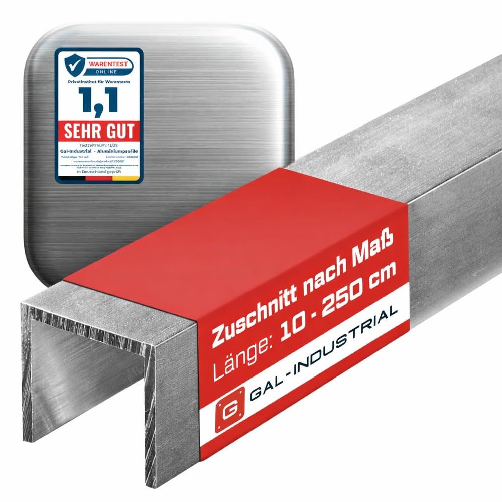 GALINDUSTRIAL Brushed Aluminum U-Channel 30×30×30×2 mm, 90 cm, Custom Cut, EN AW6060