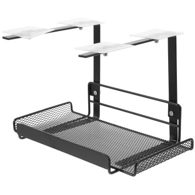 HOODANCOS Black Iron Under-Desk Cable Management Tray