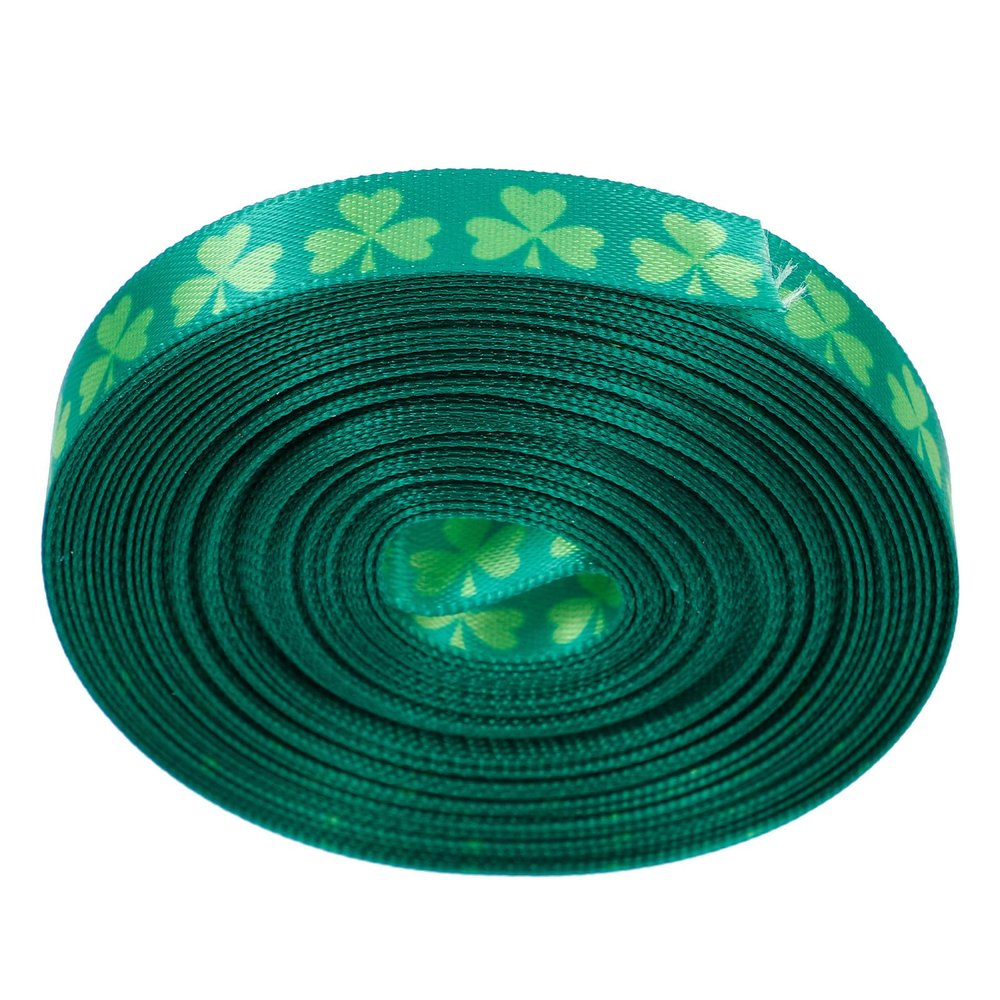 Gatuida Green Clover Fabric Ribbon for Gift Wrapping and Party Decorations