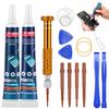 Handy Display Glue - Smartphone Back Adhesive with Repair Kit, Universal Craft Glue for Plastic, Glass, Metal, Ceramic, 15ml x 2, Black and Clear view 1