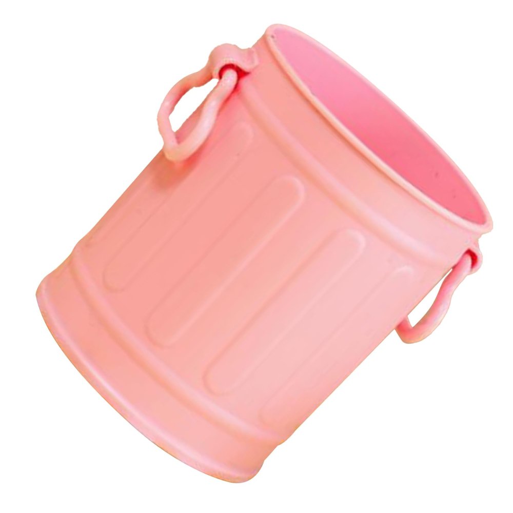 Fdit Pen Holder, Sturdy Plastic Bucket with Large Capacity and 2 Handles, Pink