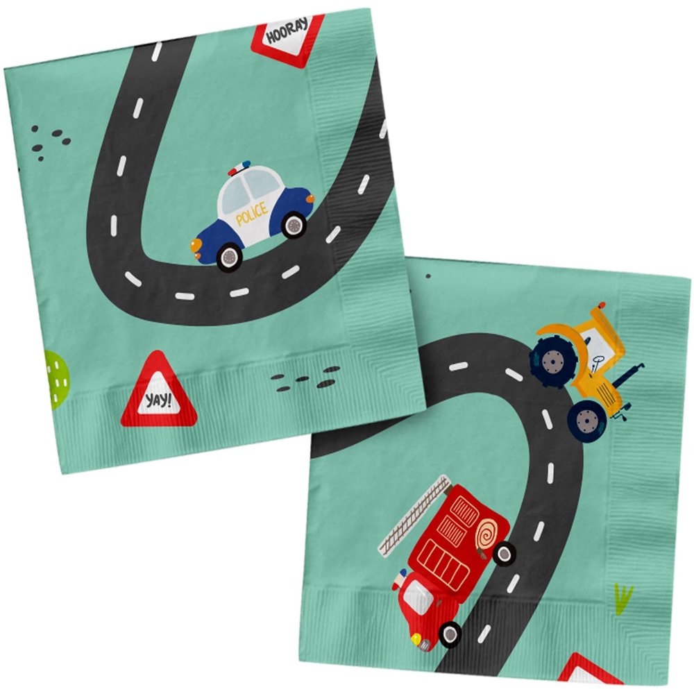 Folat 27669 Birthday Napkins Wacky Wheels 33 x 33 cm 20 pcs