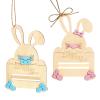 Kids Card Holder | Wooden Bunny Money Holder | 2-Piece Set - Wood 15x10x0.6cm Blue Pink Lightweight Durable Cute | Easter Party Birthday Gift | For Girls view 1