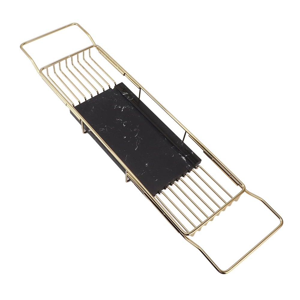 Hamwesh Expandable Metal-and-Marble Bathtub Caddy