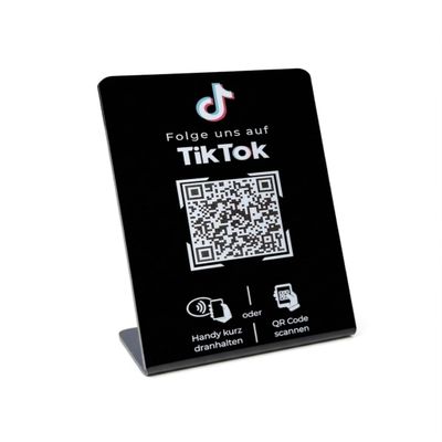 TikTok Follower Stand/Sign with QR Code and NFC (16.5 x 10.5 cm) - German